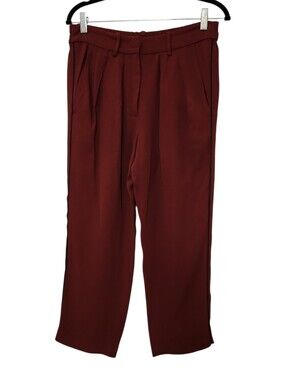 Isabel Marant Kessy Crepe Tapered Pants Pleated Trousers Deep Burgundy Sz  34/XS